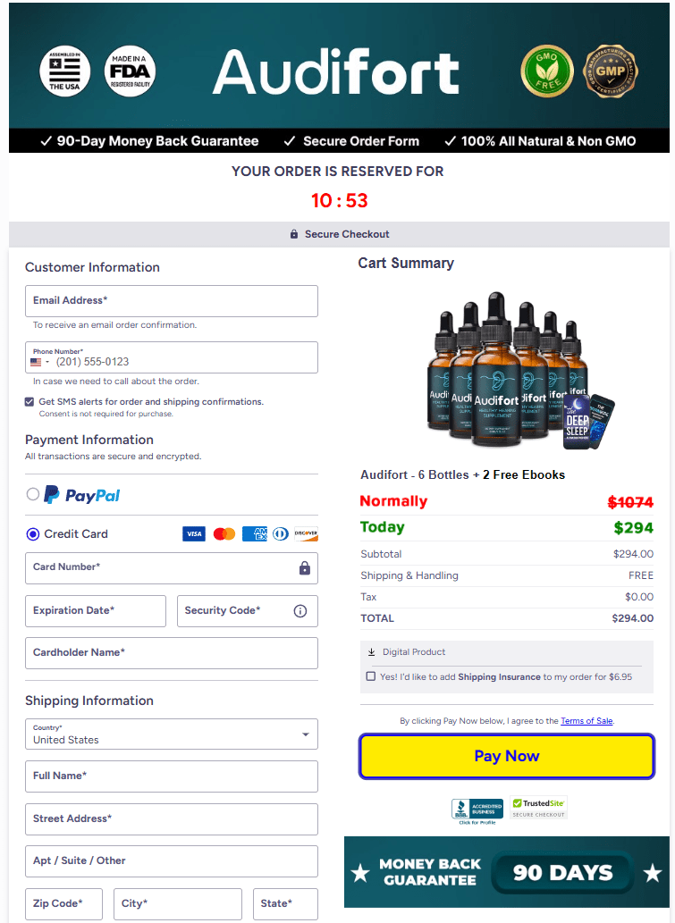 Audifort Official Website Secure Order Page